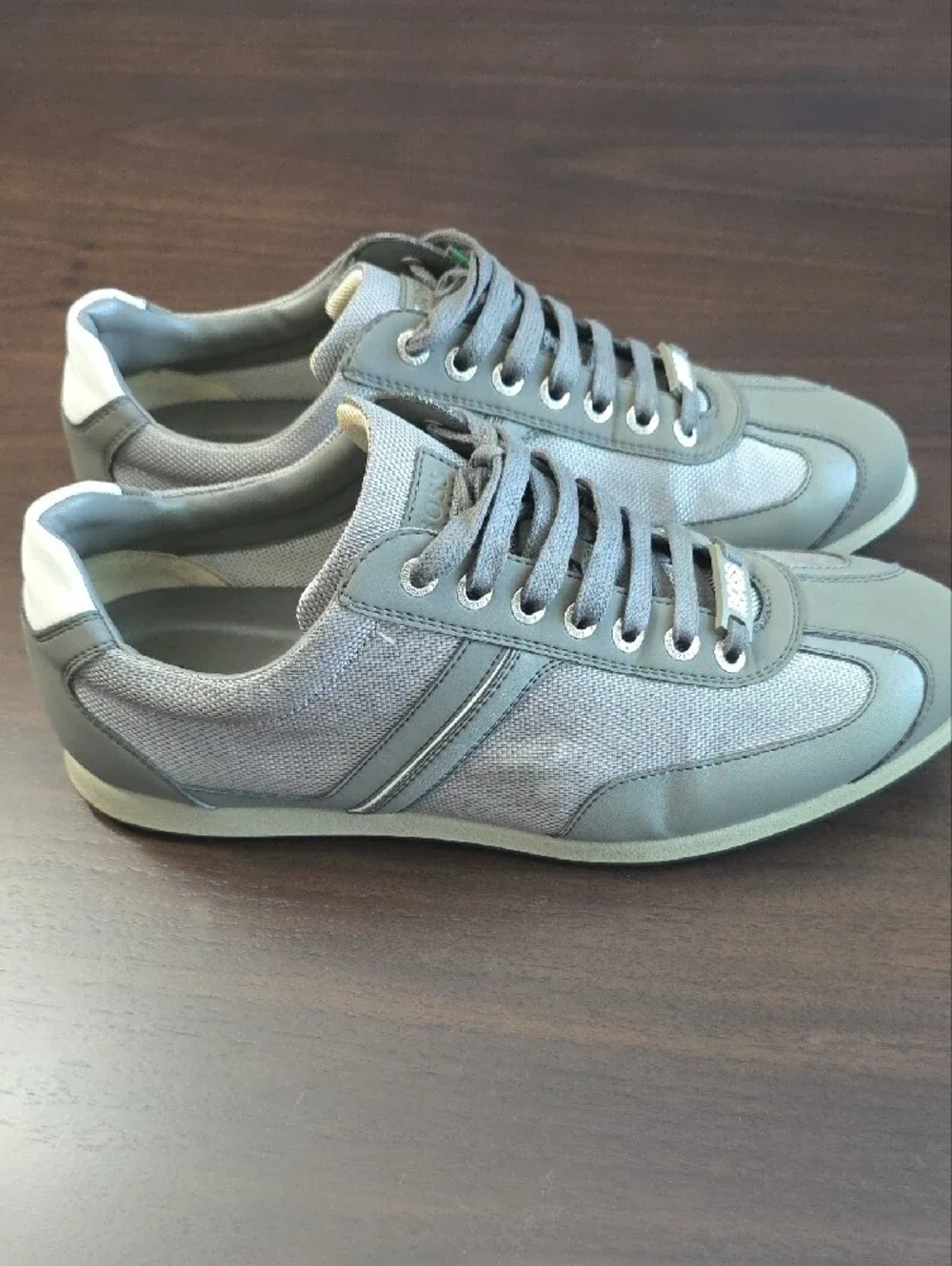 Boss Men's Gray Low-Top Lace-Up Sneakers